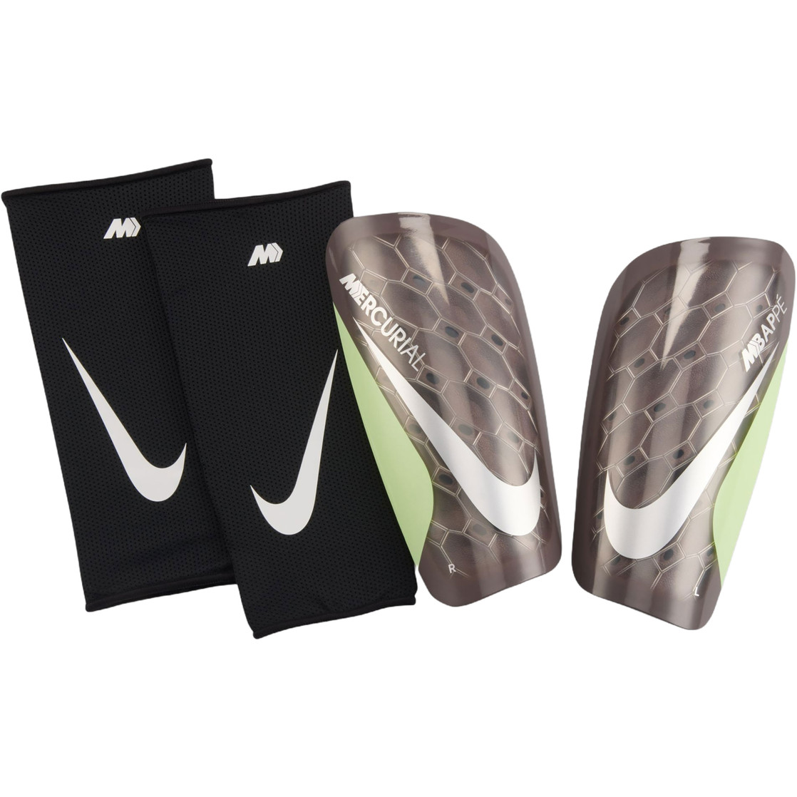 Nike Mercurial Lite Mbappé Shin Guards Brown Neon Yellow Silver